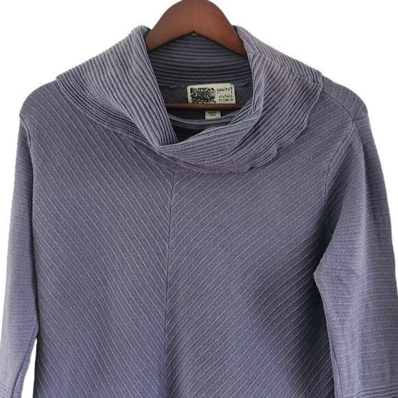 Habitat Clothes To Live In Gray Pleated Cowl Neck Lagenlook Top Size Small - Picture 2 of 7